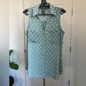 Sleeveless polka dot button down shirt